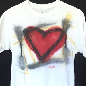 CUSTOM Unisex Graffiti Red Heart White T-shirt